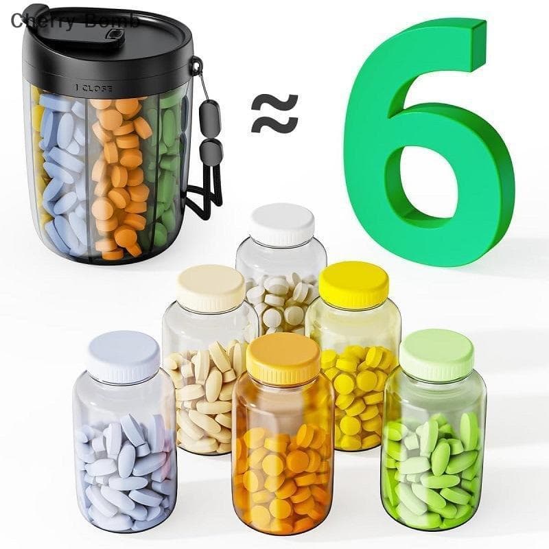 (Bomba De Cereja) 7 Grades Grande Copo De Comprimidos Organizador De Garrafas Suplemento Para Segurar 7 Várias Vitaminas