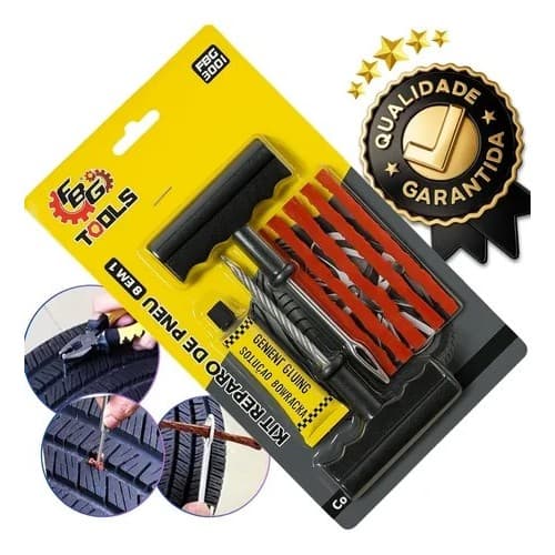 Kit Reparo De Pneus Remendo Macarrão Carro Moto Sem Câmara FBG-3001