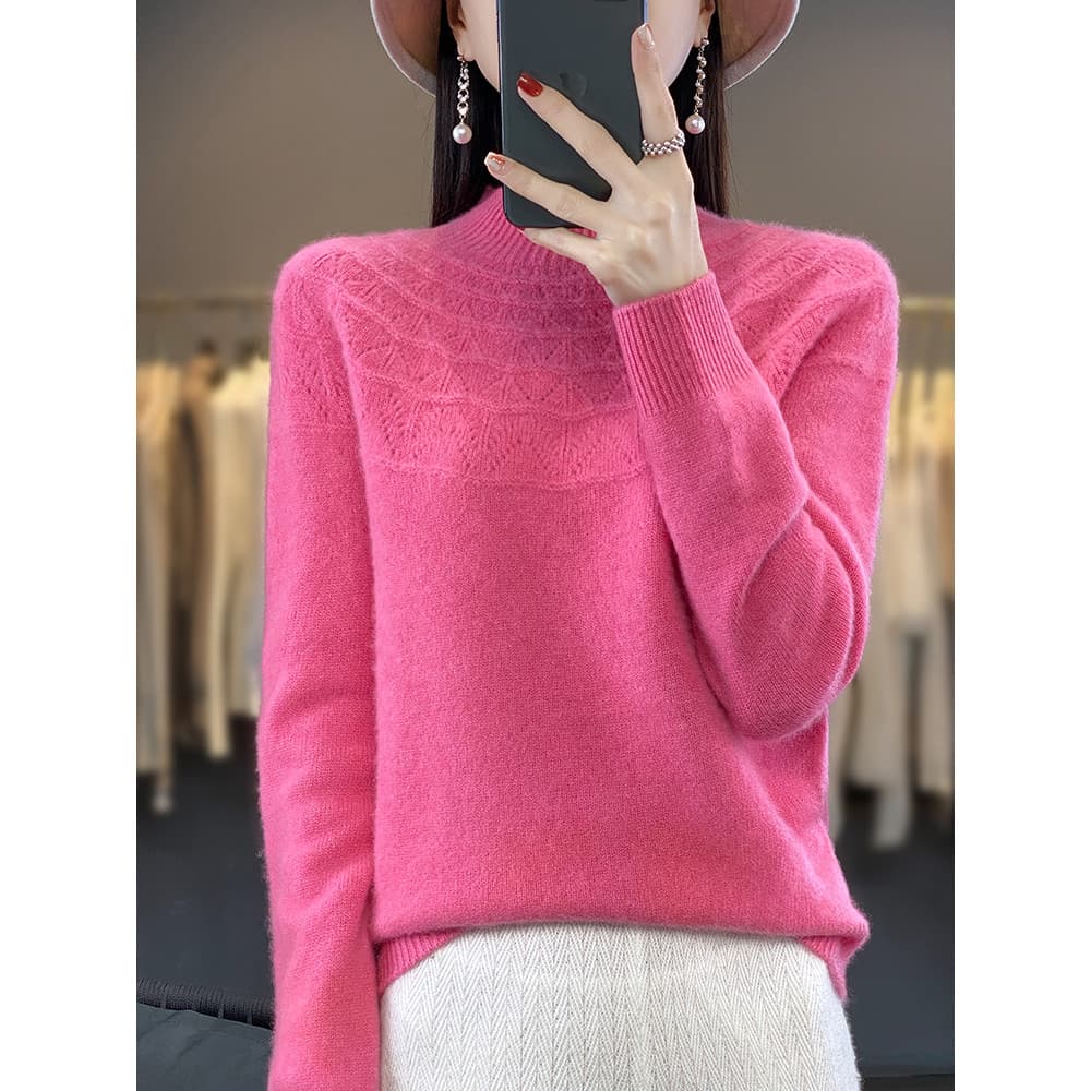 F vestido de primeira linha outono inverno novo estilo meia gola alta camisola feminina solta jogo interno versão corean