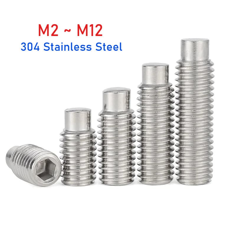 M2 ~ M12 304 Aço Inoxidável Allen Hexágono Soquete Convexo Extremidade Grub Parafuso Sem Cabeça De Conjunto De Ponto De