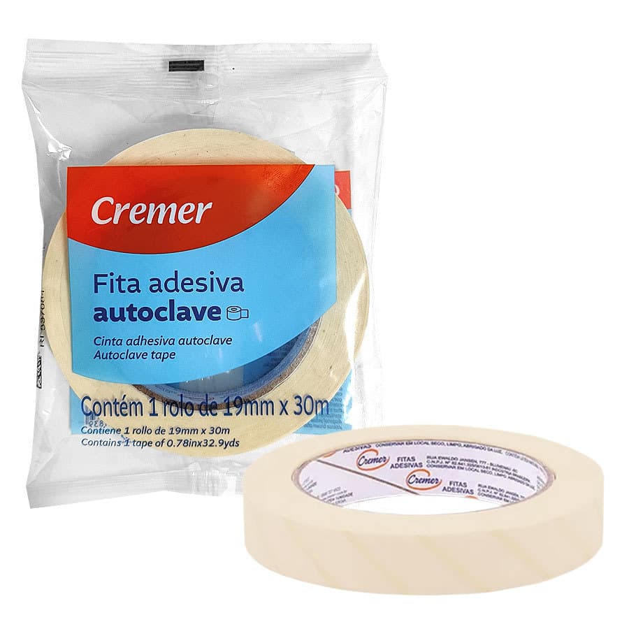 Fita Adesiva Zebrada para Autoclave 19mm x 30mt UN. Cremer