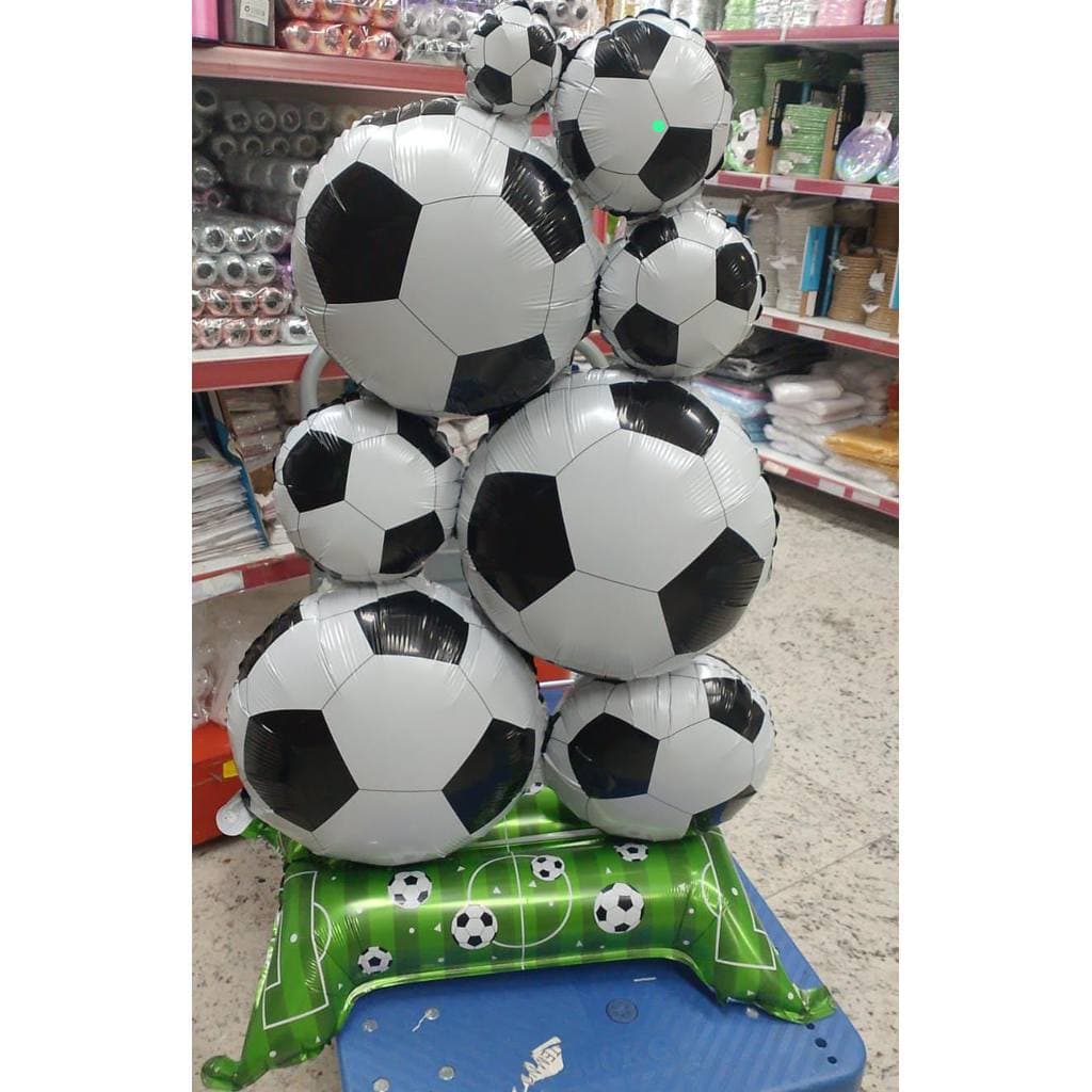 kit balão metalizado tema futebol, tamanho grande (83x150cm).Perfeito para decorar festas e eventos.