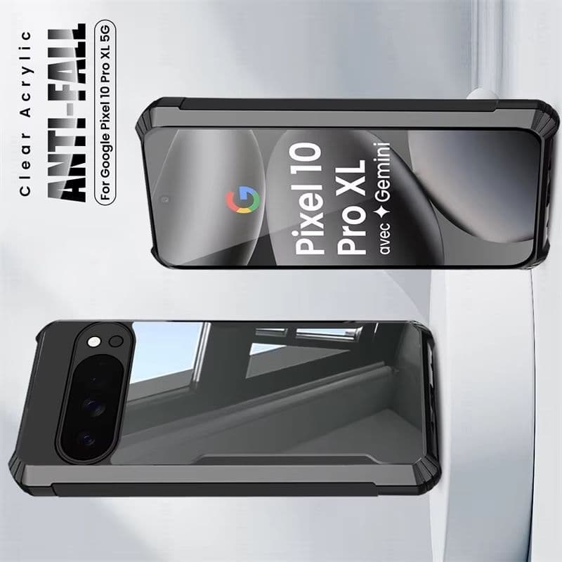 Capa Traseira De Acrílico Transparente Para Google Pixel 10 Pro XL 5G PC + TPU Armadura À Prova De Choque De Telefone Pi