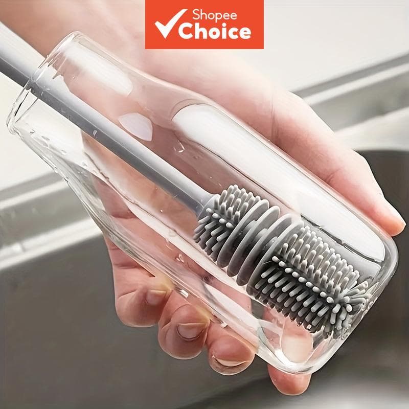 Escova De Mamadeira De Silicone : Ferramenta De Limpeza De Cabo Longo Para Mamadeiras , Canecas De Vidro E Copos Isolado