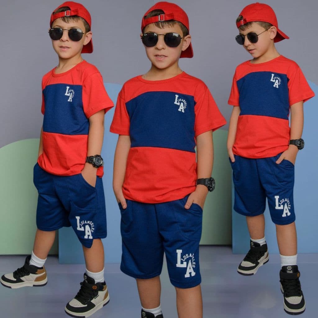 Conjunto Infantil Menino Juvenil Verão Estiloso bermuda e Blusa 100% algodão Veste Do 2 até 12 anos