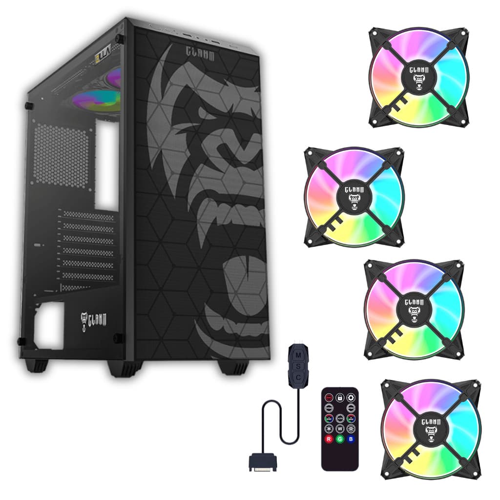 Gabinete Gamer Zilla Vidro + 4 Fan ARGB + Controladora Clanm