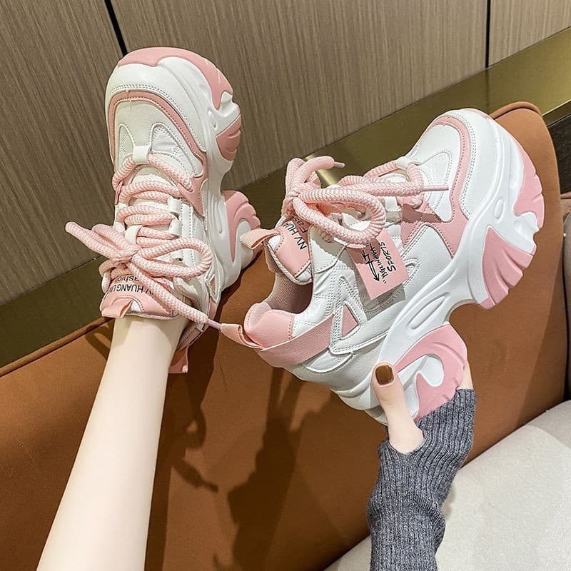 10 cm Sapatos de Plataforma Mais Altos para Mulheres de Site Europeu, Novos Tênis Casuais de Plataforma Pequena Outono 2