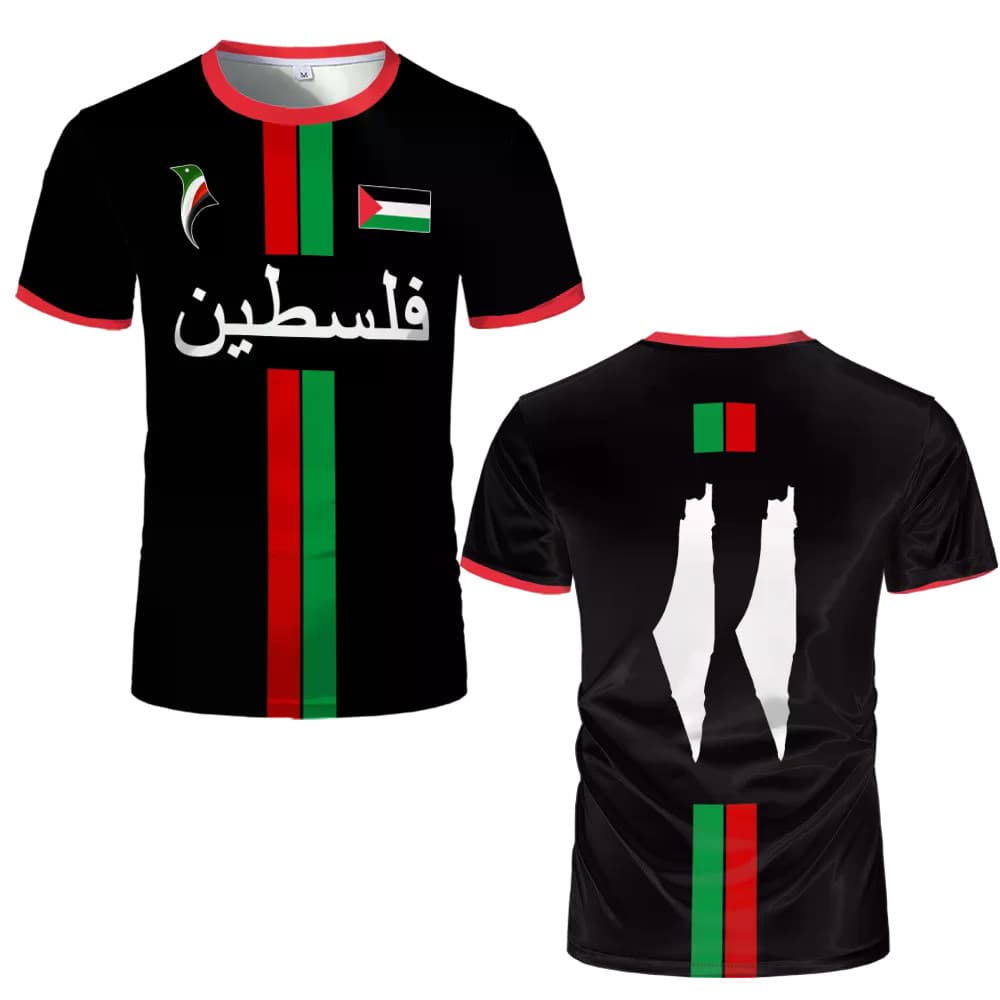 2025 Nova Palestina Camisetas De Futebol Verão Masculino E Feminino Camisa Gaza Infantis Presentes Atacado Unissex T