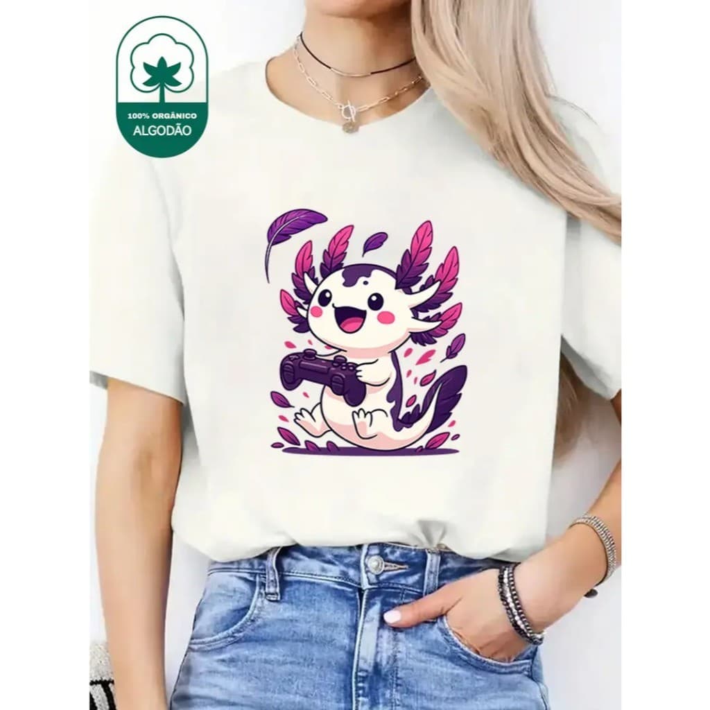 Camiseta Feminina 100% Algodão T-shirt Ajolote Game