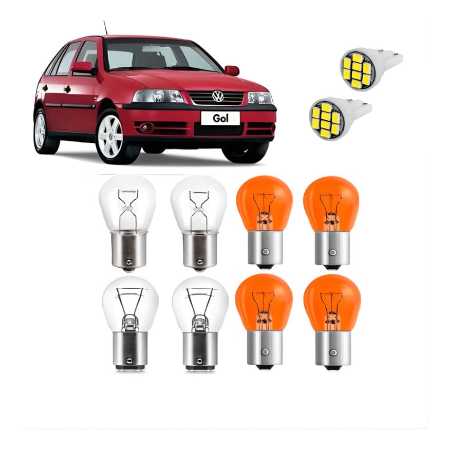 Kit 10 Lâmpadas Halógena Para Lanterna Traseira Seta Ré E Freio Gol G2,G3,G4,G5,G6