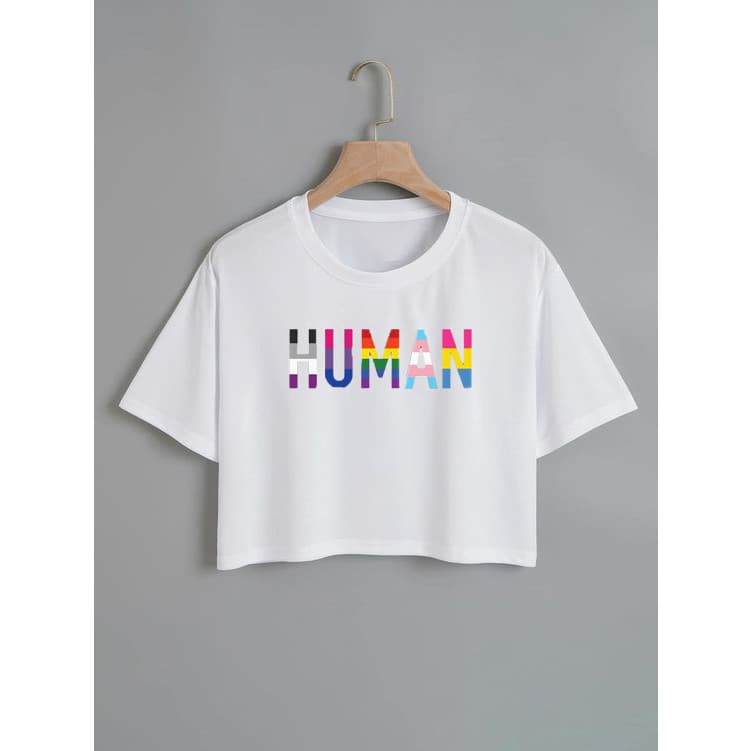 Camiseta Cropped Human LGBT 100% Algodão Premium