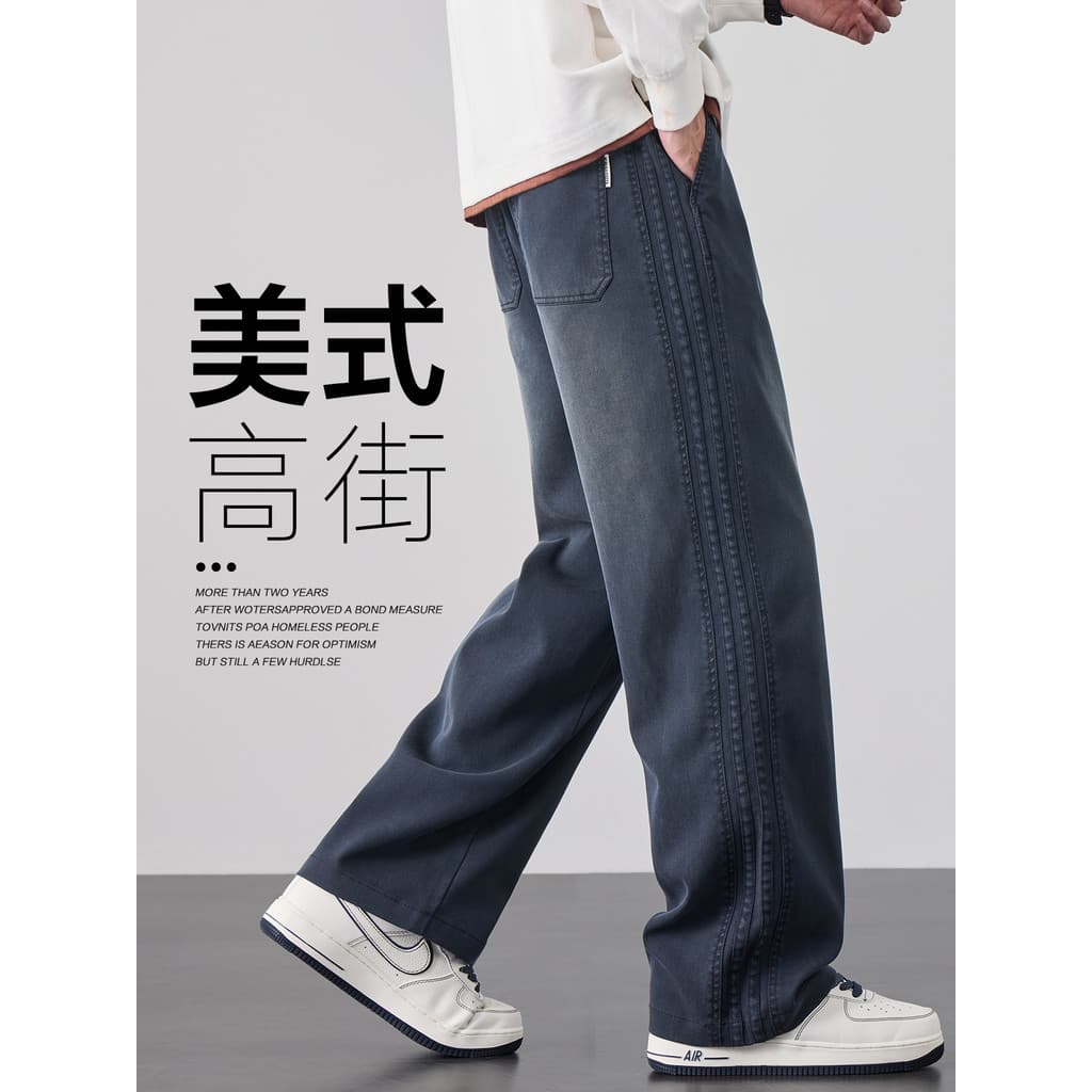 Roupas masculinas americano High Street macacão Denim calças compridas outono inverno 2026 novo estilo calças masculinas