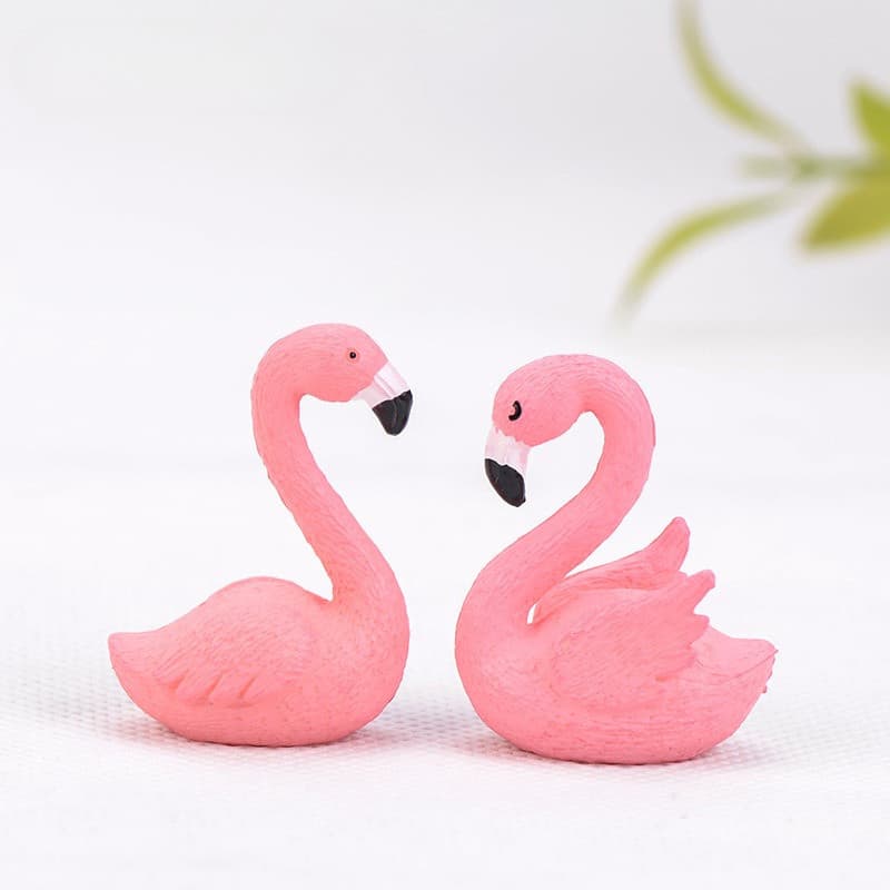 Miniaturas Modelo Flamingo Bonito Ornamento DIY Estatuetas Artesanato Brinquedos Resina Mini Paisagem Decoração Para Cas