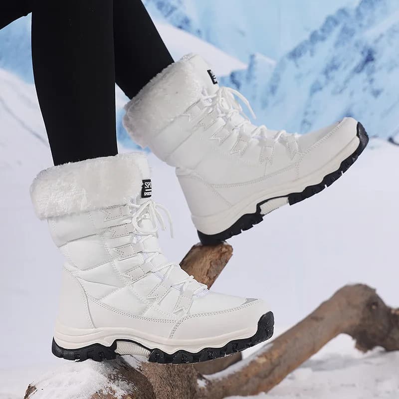 Botas De Neve De Inverno Femininas Antiderrapantes Ao Ar Livre À Prova D'água Cano Médio Com Forro De Pele Sintética Que