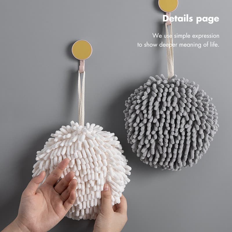 Toalha de Mão Chenille para Casa, Toalha de Mão Suspensa em Forma de Bola, Cozinha, Espessada, Absorvente, Secagem Rápid