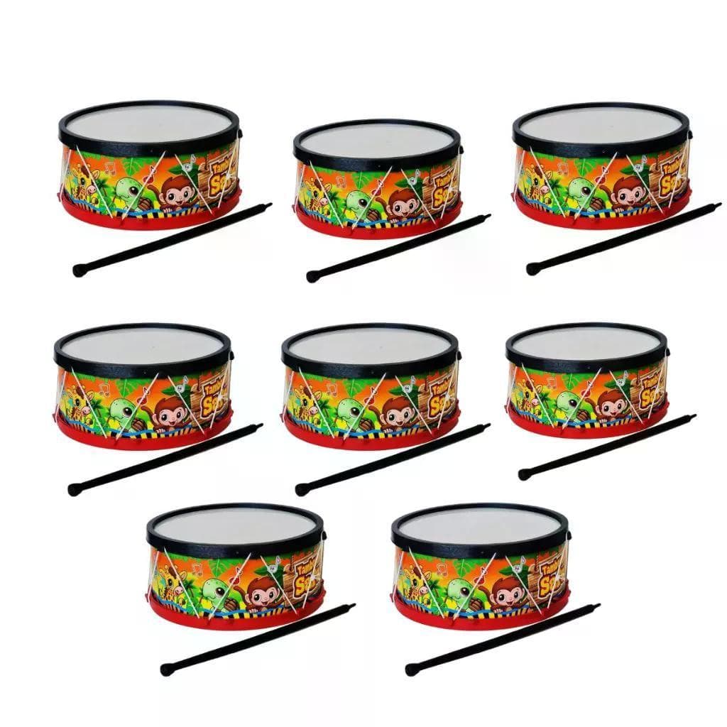 Kit 35 Tamborzinho Fazendinha Infantil Kids Instrumentos Musicais Brinquedo Musicalização Música Presente