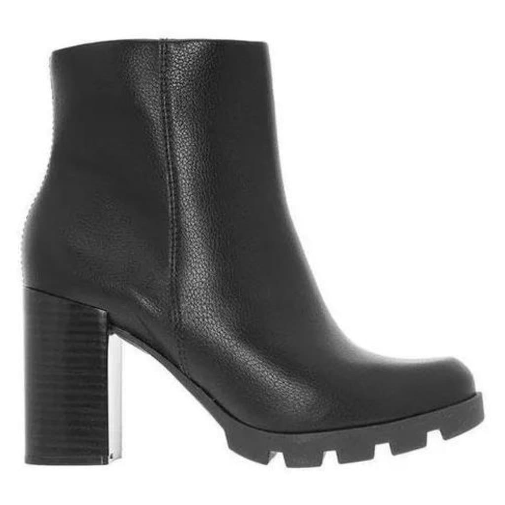 Bota Feminina Beira Rio Salto Alto Cano Curto Preta Casual