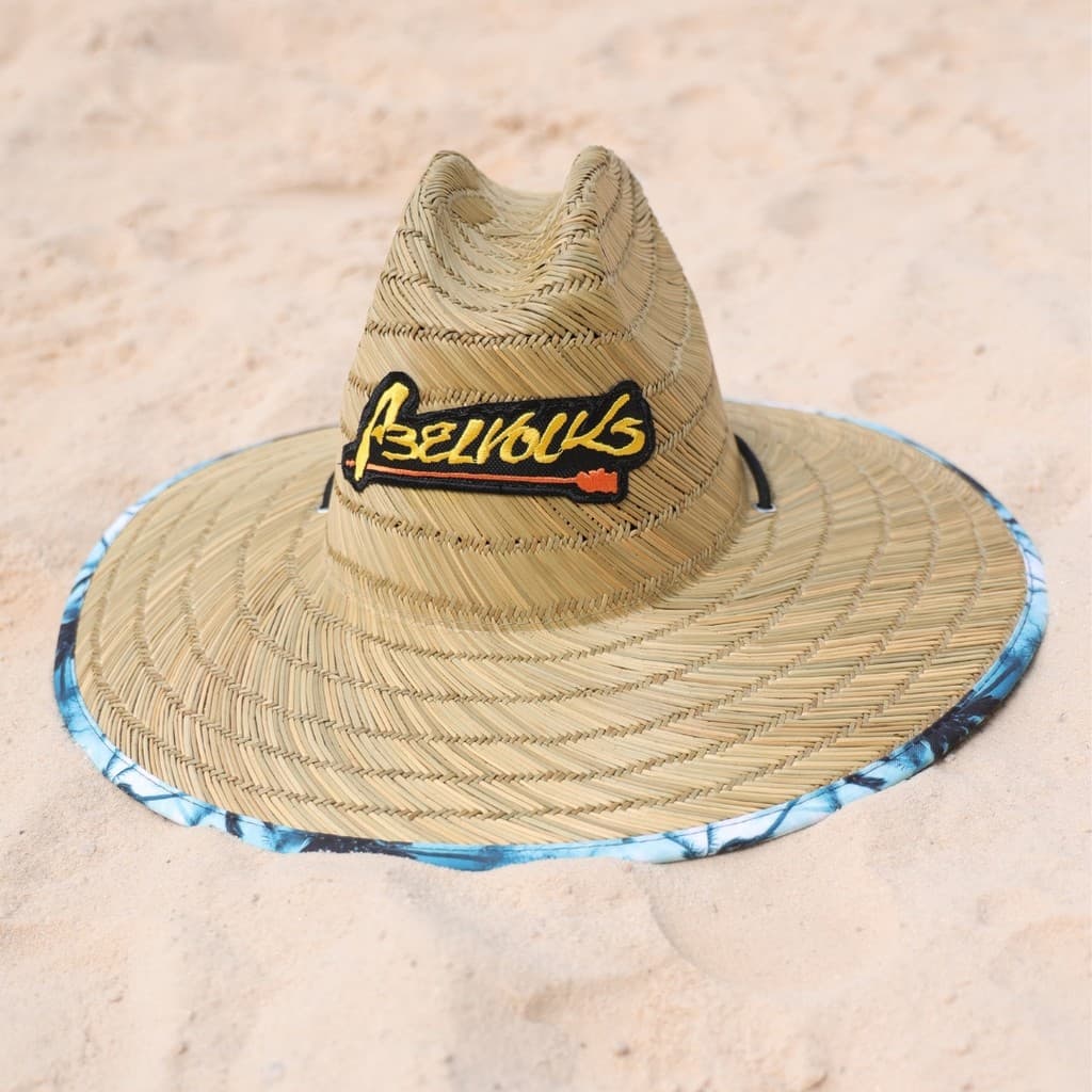 Chapéu de Palha Abelvolks Com Cordão Para Prender Ajustável Aba Larga Estampa Interior Sortida Praia Verão