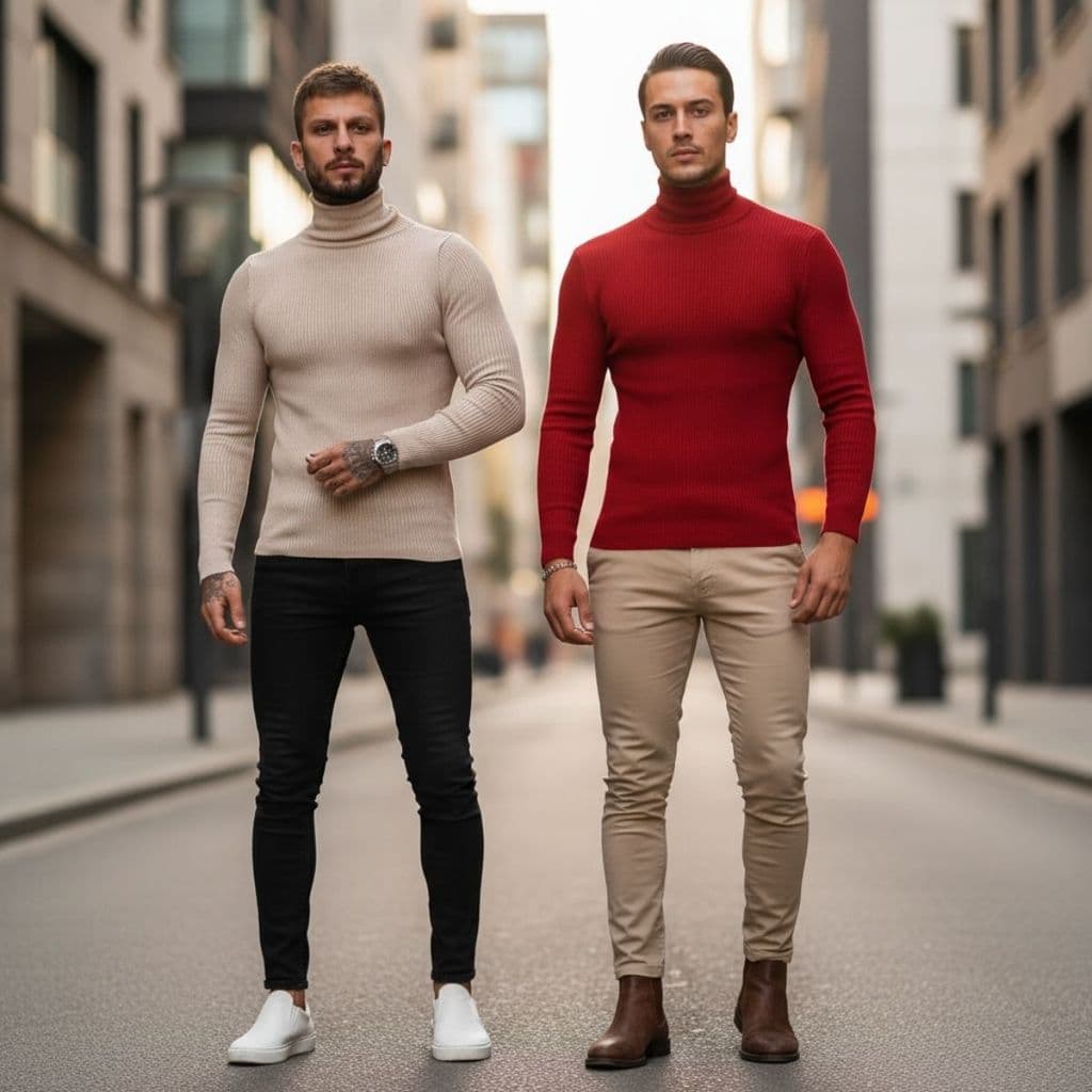 Kit 2 Cacharrel Gola Alta Masculina Blusa de Frio Tricot Lã Agasalho Casaco Moda Inverno Trabalho