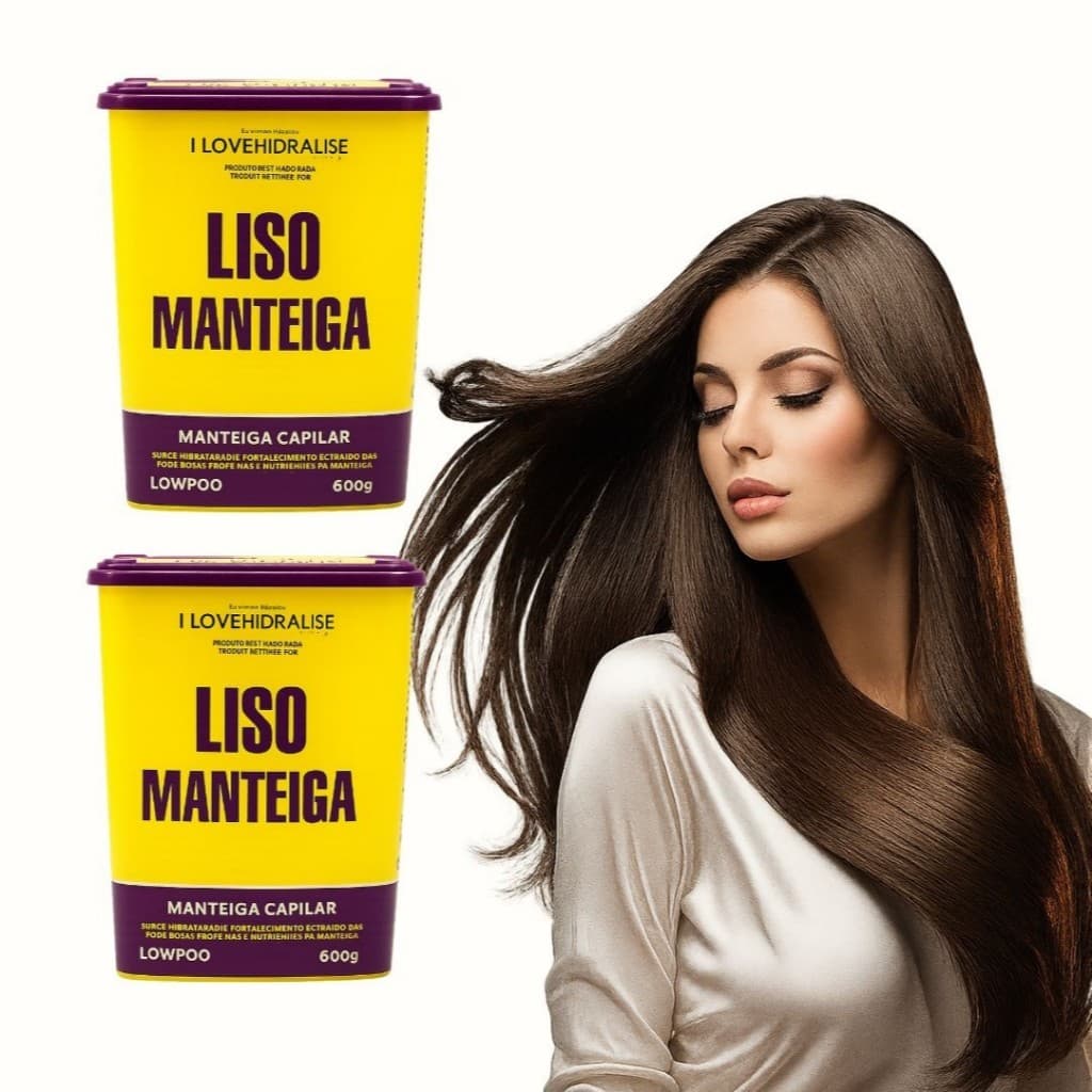 Kit com 2 Manteiga Capilar Liso Hidralise 600g Hidratação Capilar, Nutrição, Brilho, Força e Redução do Frizz