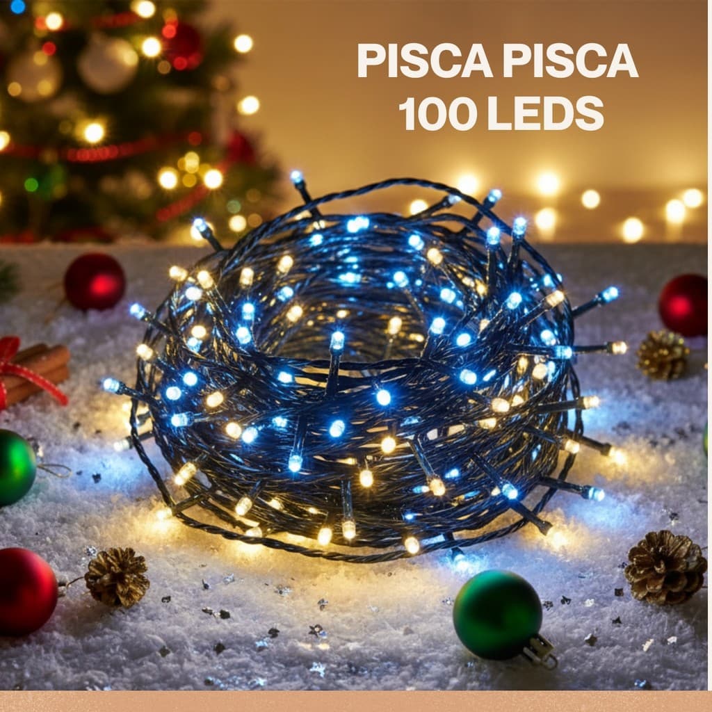 Pisca Pisca Decoração Natal 100 LEDs Colorido 8 Funções 9 Metros 110v