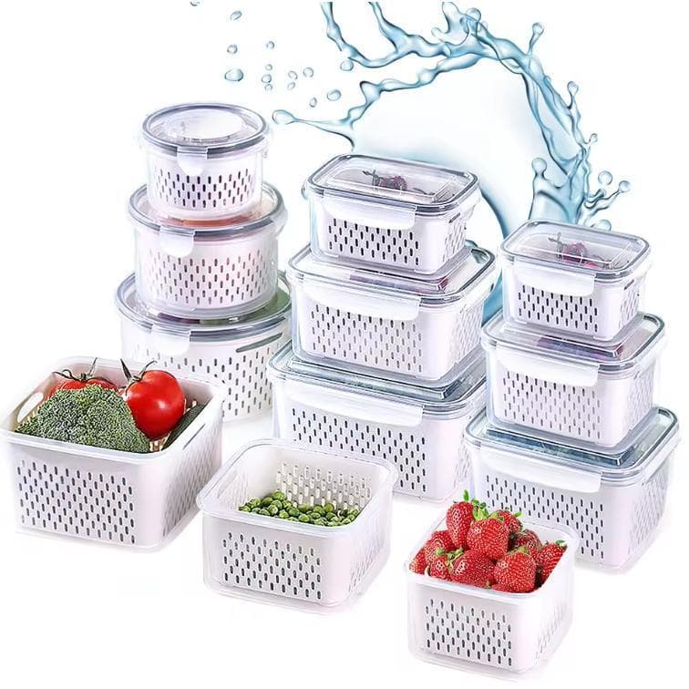 Kit 3 Organizadores Geladeira 850ML/1750ML/3300ML  Alimentos Vegetais