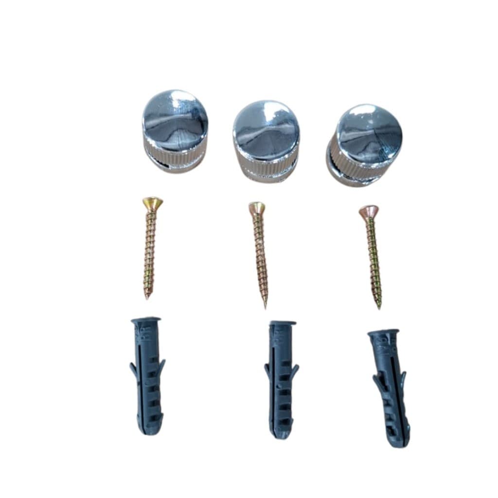 Suporte para Fixar Espelho Parede - Kit 3 Botão Frances com Parafuso e Bucha de plástico cromado