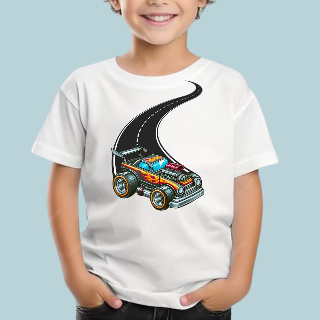 Camiseta Linda CAMISETA CAMISA BLUSA TSHIRT ESTAMPADA CARRINHO CARRO DESENHO HOT WHEELS MODA INFANTIL JUVENIL Algodão 30
