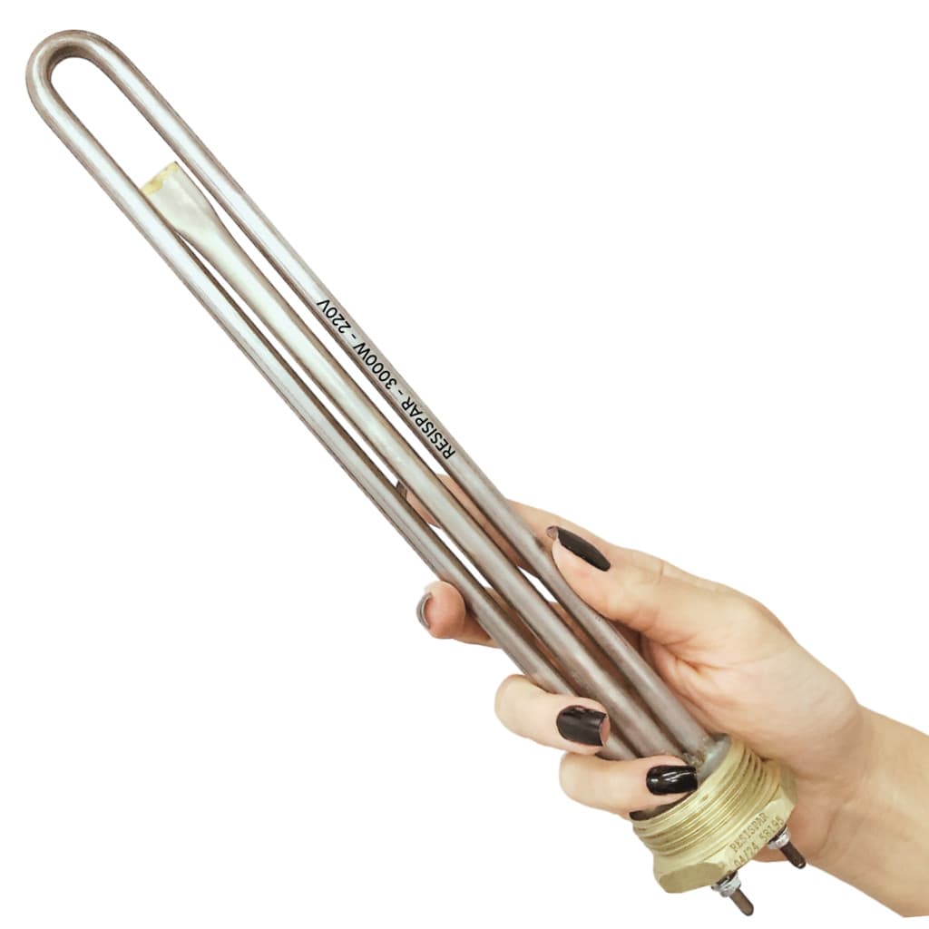 Resistência Tubular 3000W 220V Rosca 1.1/4 30cm C/ Bulbo