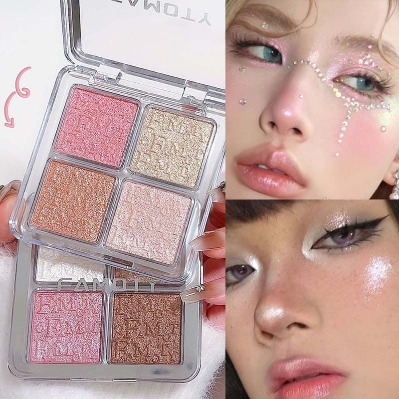 4 Cores Diamante Iluminador Em Pó Paleta Glitter Rosto Contorno Iluminar Maquiagem Shimmer Ultra-Concentrado Cosméticos