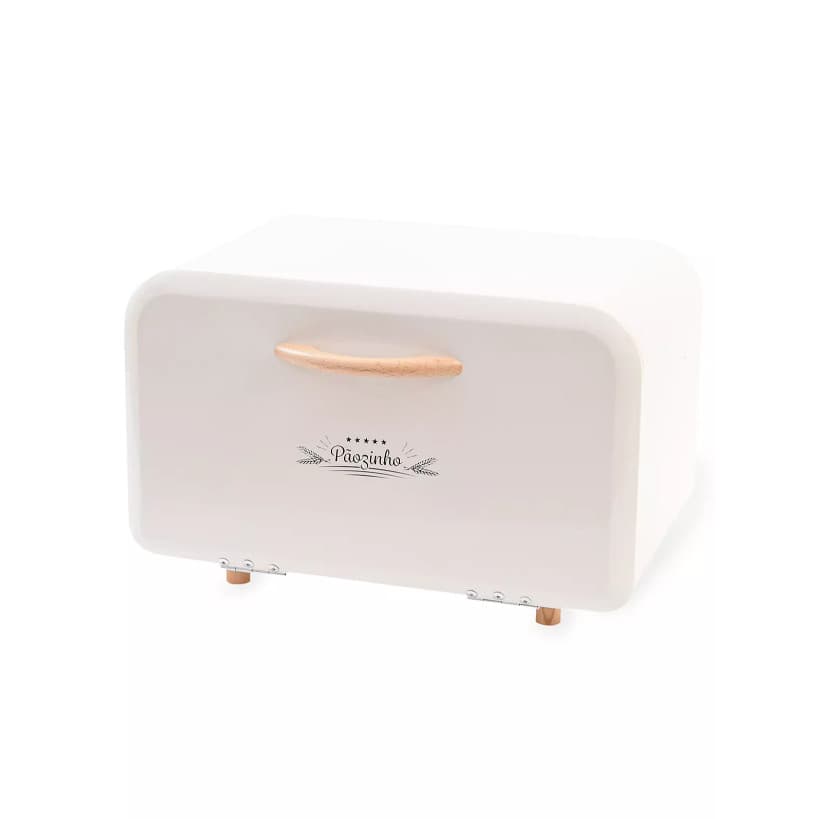 Porta Pão De Metal Design Clássico Retangular Caixa De Pão Armário Vintage Lancheira Dolce Home Branco