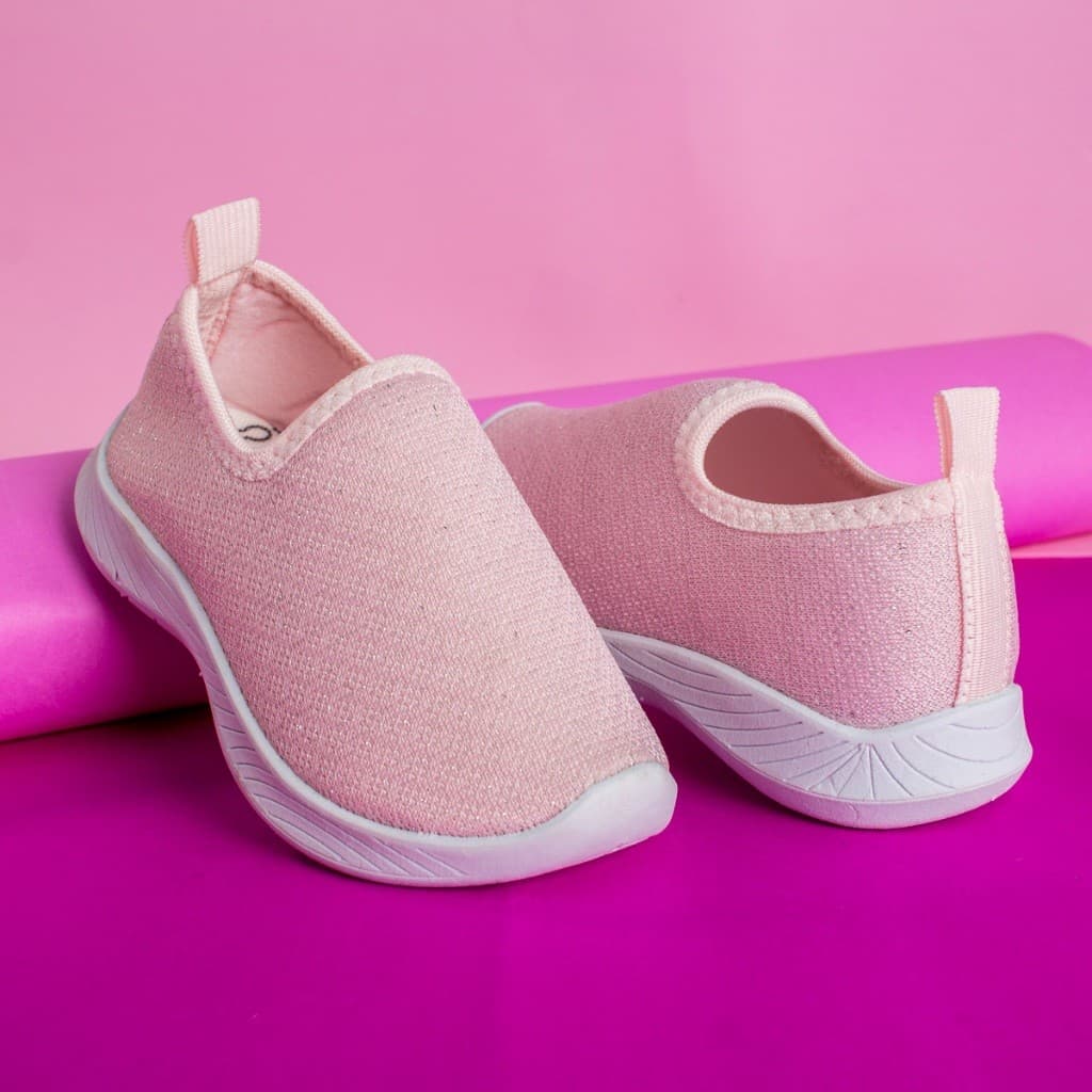 Tênis Sem Cadarço Infantil Menina Casual Bordado Slip On Leve Macio Confortável Dia a Dia Escola