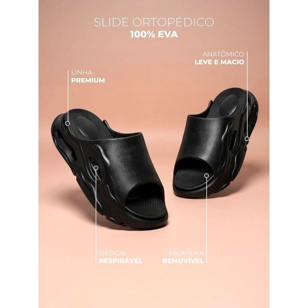Chinelo Masculino Nuvem EVA Preto com Palmilha Removível