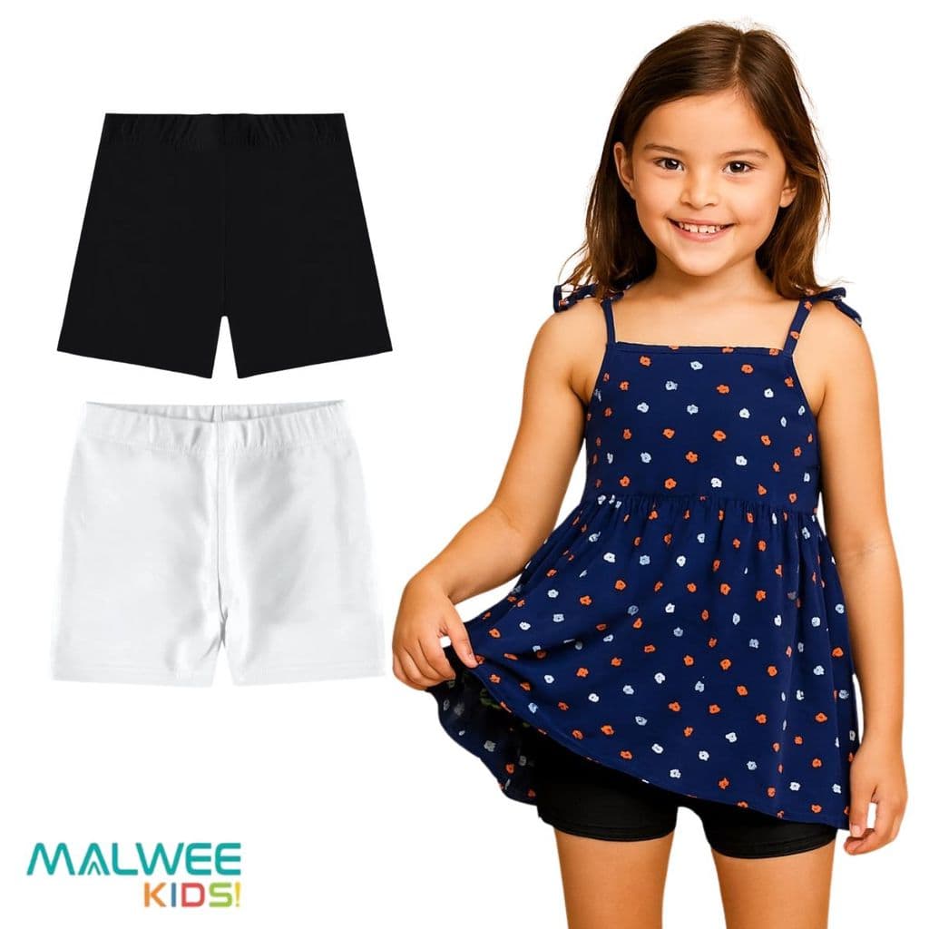 Kit 2 Shorts Básico Menina Boxer Infantil Liso Algodão Uniforme Malwee Kids
