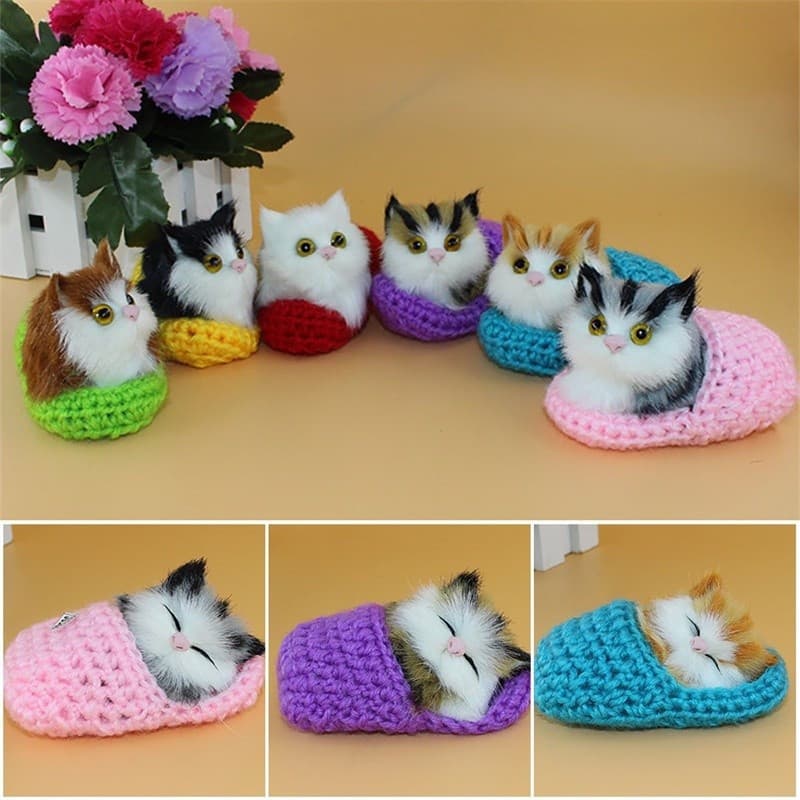 TK Simulação Mini Gatos De Pelúcia Fofos Com Som