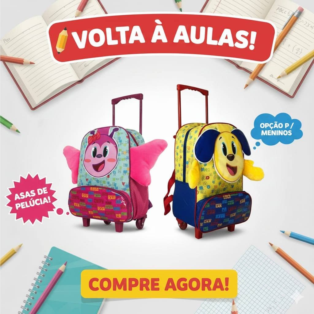 Mochila Escolar Infantil Creche Passeio Menina Menino Variacoes Cores Escolares