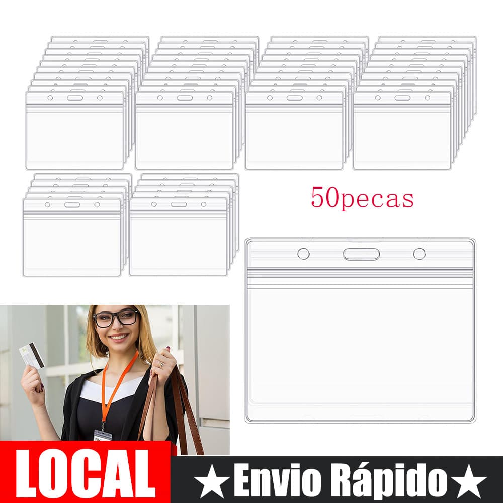 50 porta-crachás transparentes   Porta-crachás