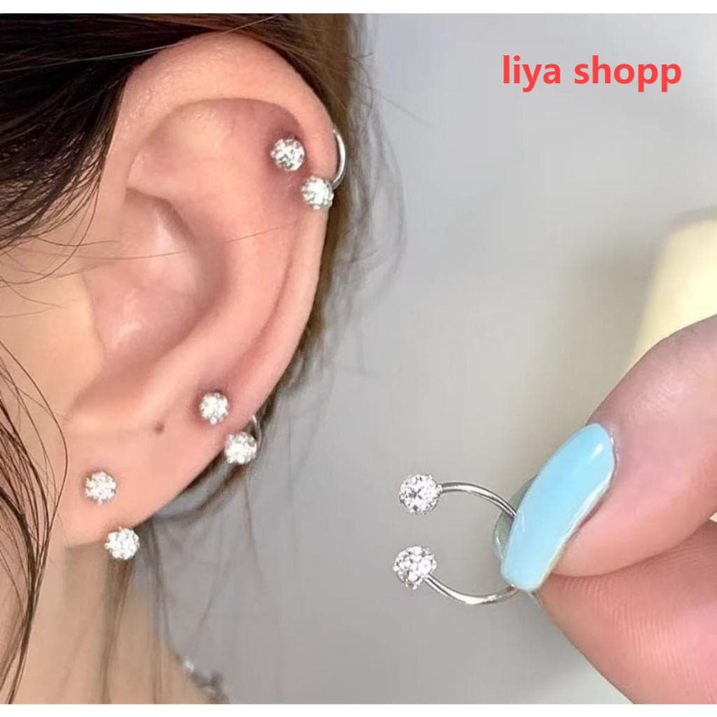 kit 6 Piercing para Nariz/lábio Cartilagem helix brinco com 2 Zircônia