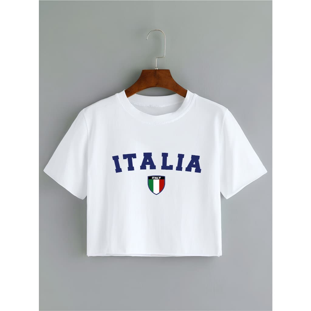 Camiseta Cropped Blusa Feminina Italia