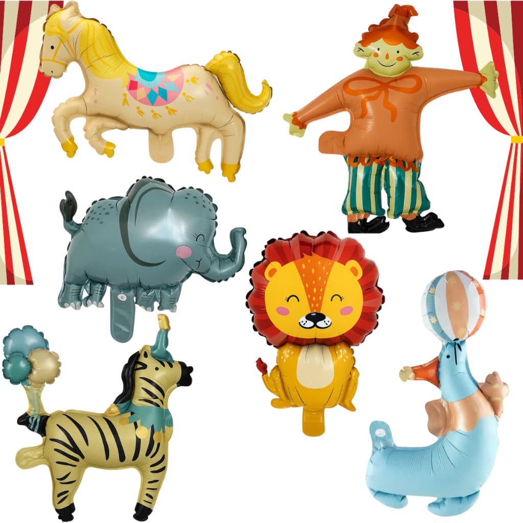 Kit 10 Balão Circo Mágico Palhaço Metalizados 40cm Centro Mesa Festa Infantil Decoração