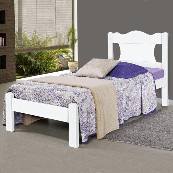 Cama Solteiro Munique Branco com Colchão - Gabrielli