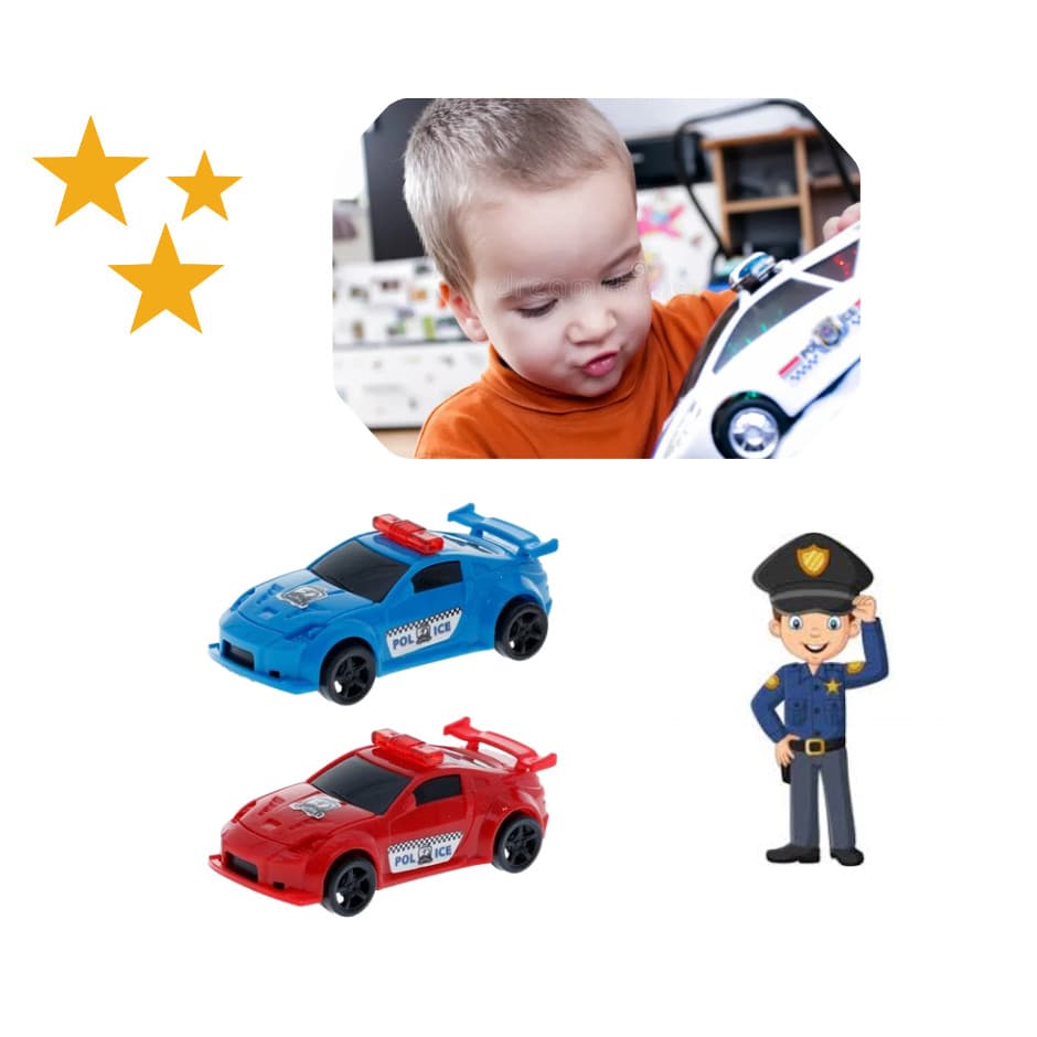 Kit Com 2 Carrinhos de Polícia Sortidos Infantil Art Brink