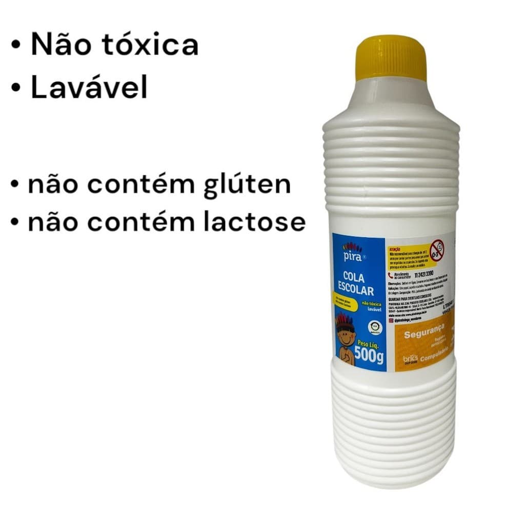Colas Liquida Branca com 1/2/3/4/5/6   500g Escolar - PIRA