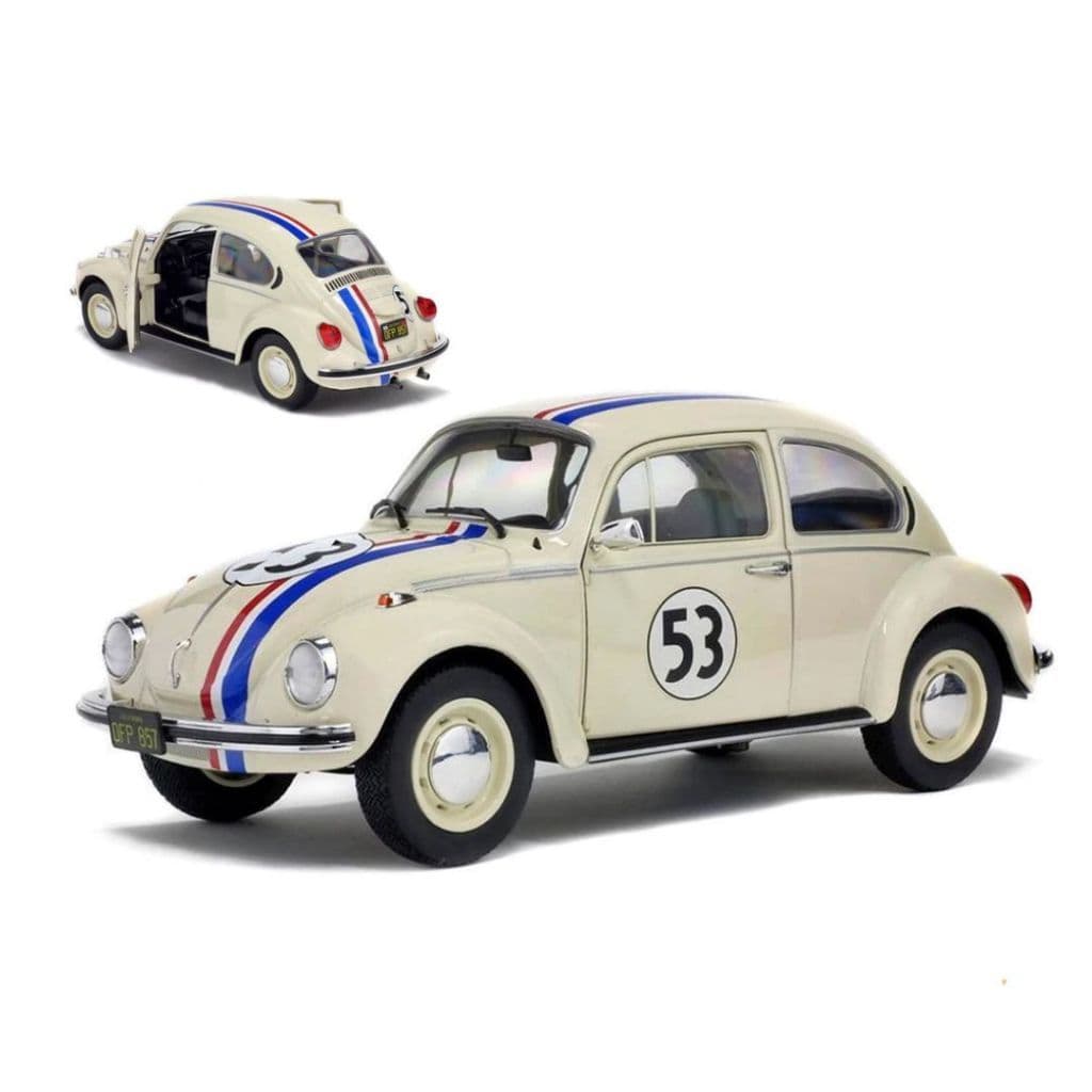 Carrinho Miniatura Fusca 53 Herbie Fricção Brinquedo de Menino Abre Porta e Capô Acompanha Caixinha