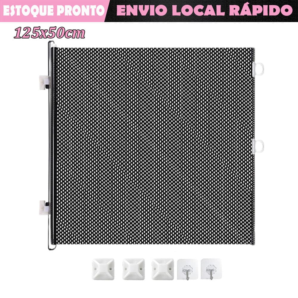 Tela Segurança para Bebês e Pets Portão de Proteção Retratil Grilhetes Retráteis Escadas Internas e Divisórias 50x125cm