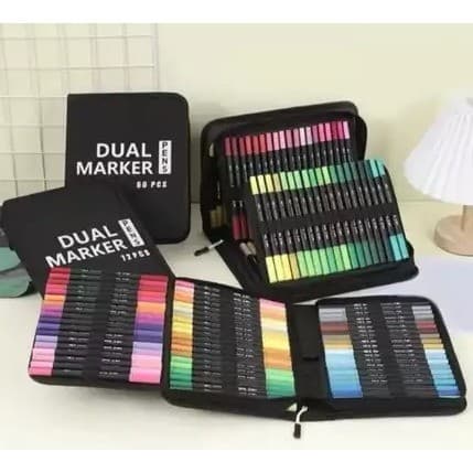 Kit Canetas 48 ou 60 Cores 2 em 1 Brush pen Lettering canetinhas coloridas EM ALTA