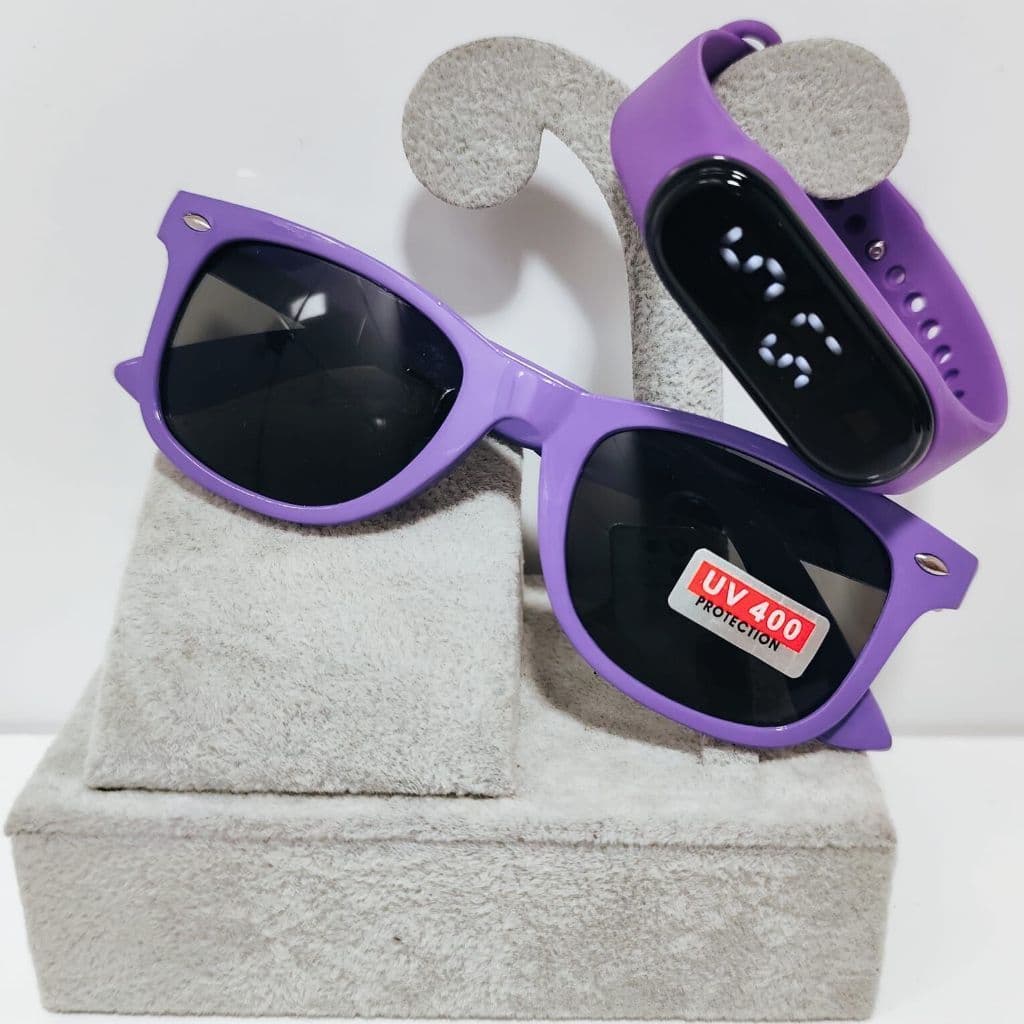 Para Presente Conjunto de relógio LED para criança e óculos de sol infantil feminino e masculino Infantil Unissex