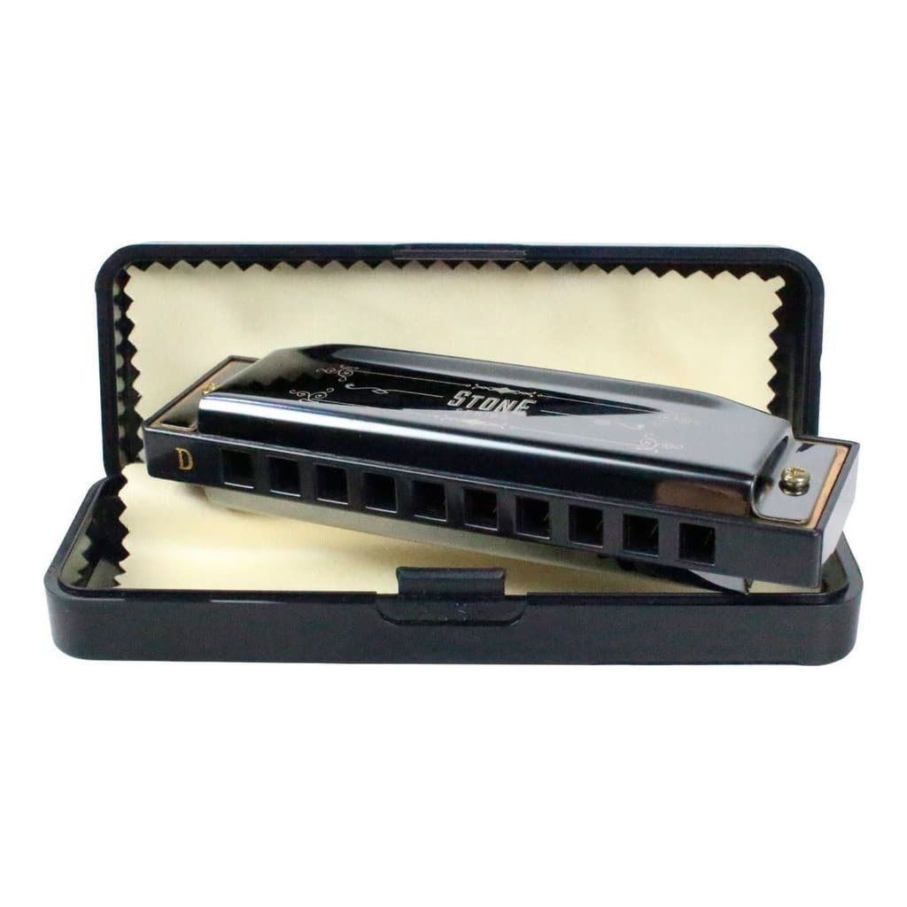 Gaita Boca Diatonica Orleans Stone Abs Preta Tonalidade Ré D