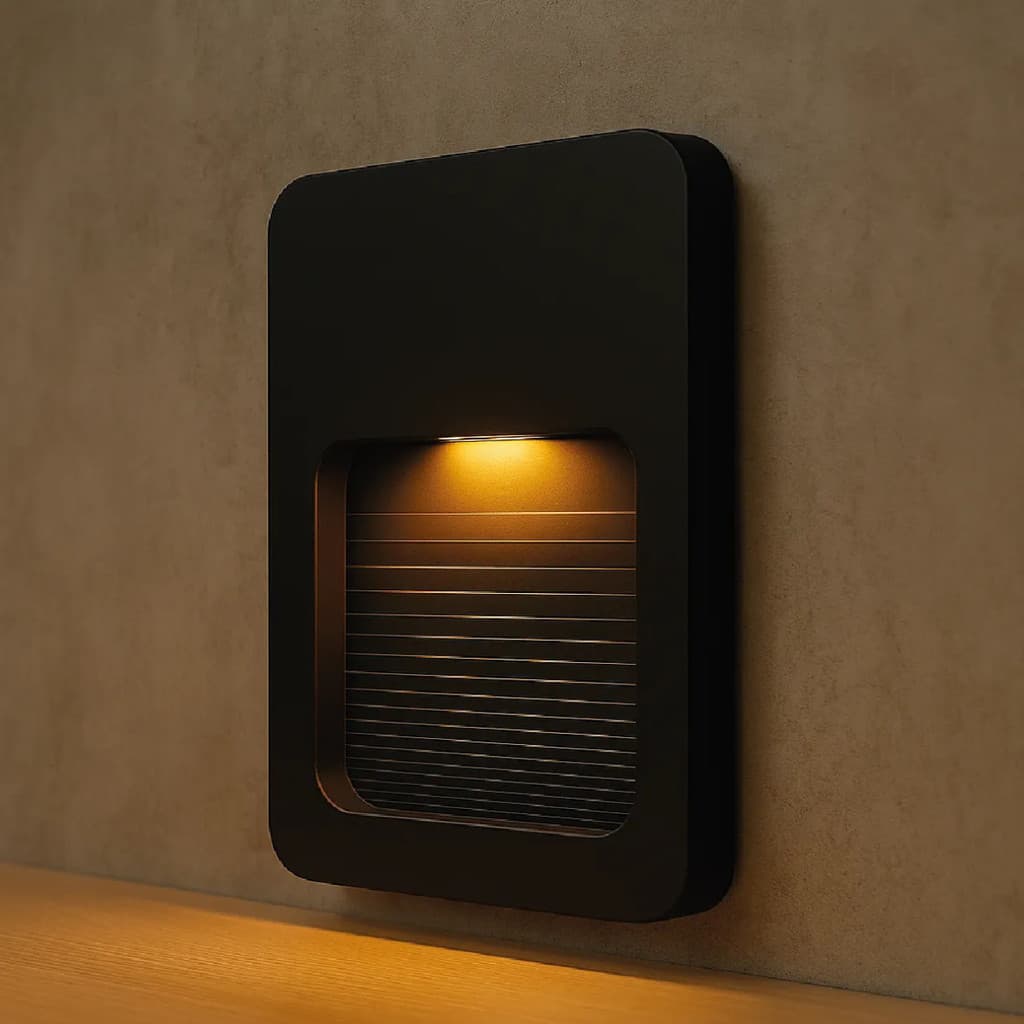 Balizador de Parede Preto LED 2W IP65 12x09  Bivolt Branco Quente Parede Externa Fachada Jardim Corredor Iluminação