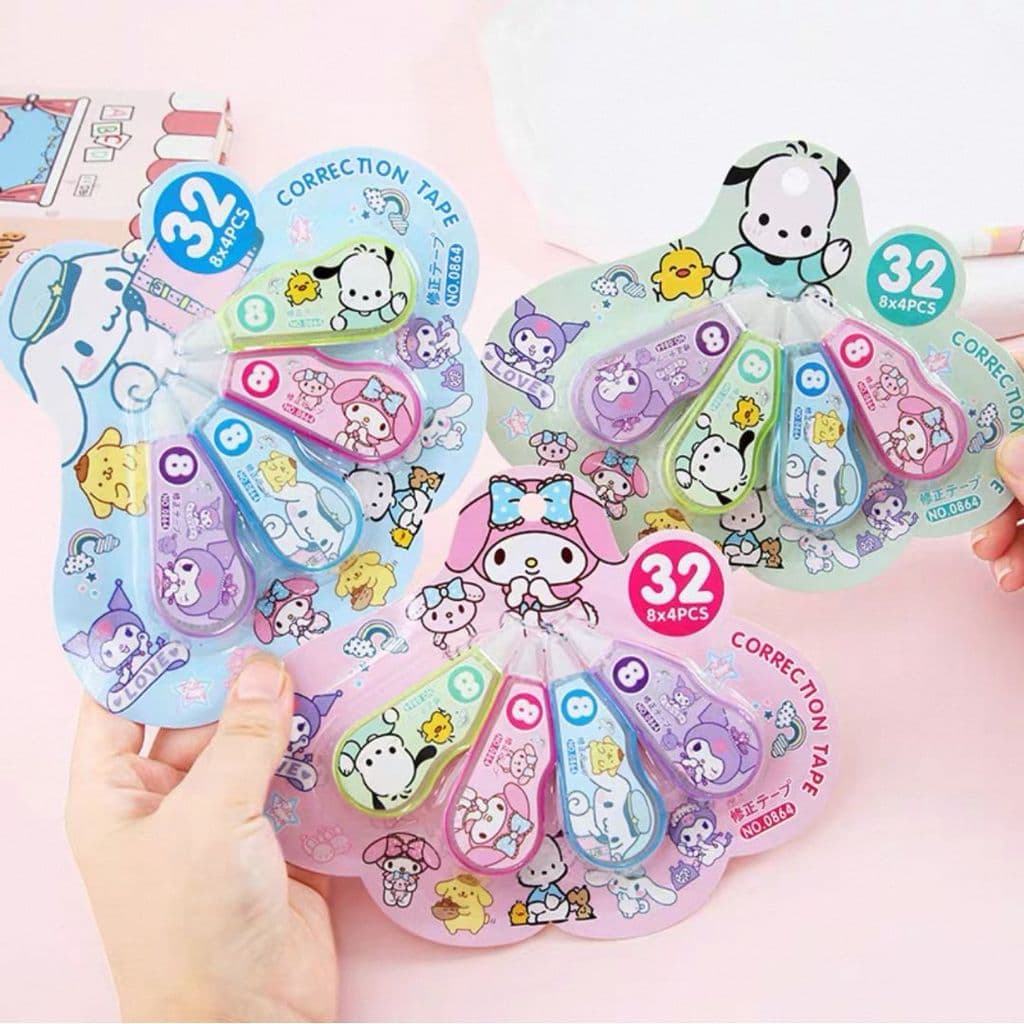 Conjunto de 4 Corretivo Patinha de Gato Charme Felino Alta Precisão Funcionalidade para Rotina Escolar e Profissional
